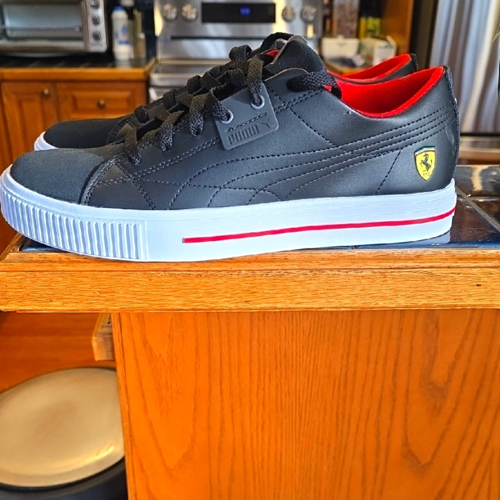 Puma Black Ferrari Model Sneakers with Red Accents Brand New !